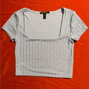 Forever 21 Light Blue Striped Crop Top